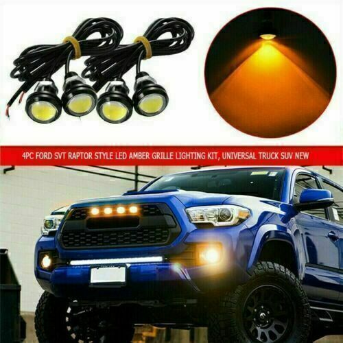 4pcs LED Bumper Grille Light Amber fit Universal Truck SUV Ford SVT Raptor StyRG