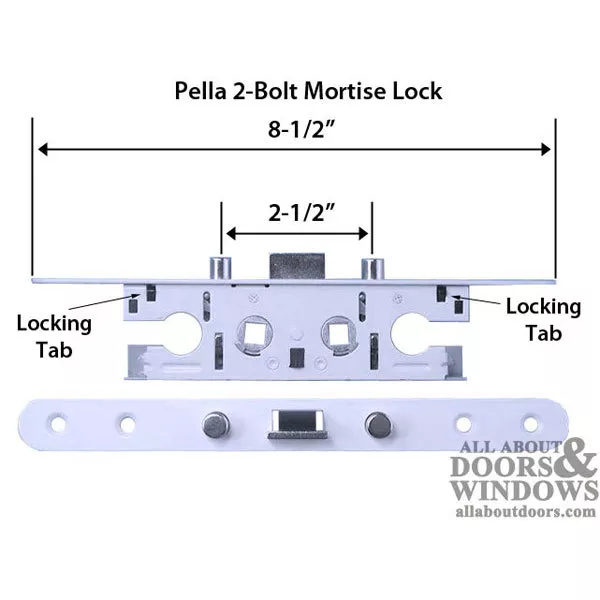 Pella 2 Point Mortise Lock For Storm Door 2-Bolt Mortise Lock Keyable Lock Body - Image 2 of 4