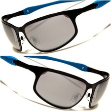 Designerskie czarno-niebieskie lustrzane soczewki męskie stylowe sportowe prostokątne okulary przeciwsłoneczne