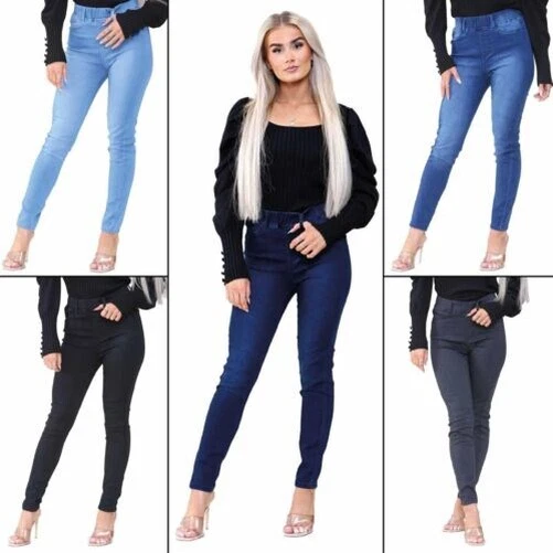 Enzo Womens Jeggings Ladies Skinny High Rise Denim Stretch Jeans Trousers