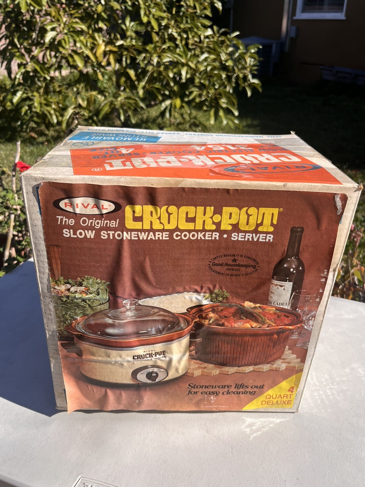 Vintage 1970's Rival CrockPot Model 3154 Slow Cooker 4 Qt In Box Brown