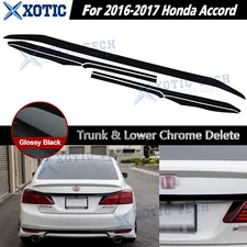 Fit 2016 2017 Accord Sedan Trunk Overlay Chrome Delete Blackout KK Gloss Black