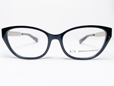 NEW Armani Exchange AX3033 8158 Womens Black Rectangle Eyeglasses Frames 54/16