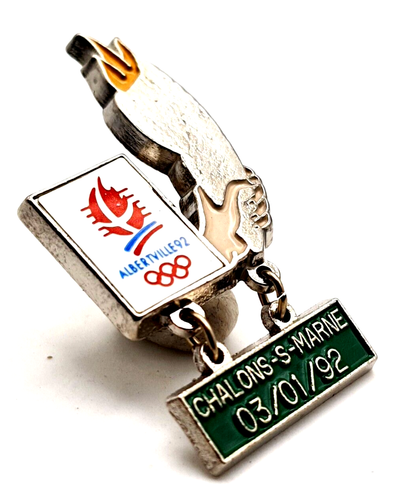 Pin's Jeux Olympiques Albertville 1992 - Etape Flamme Olympique (08/02/92) - Occasion