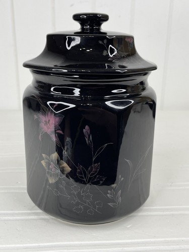 Juego de 3 botes vintage Mikasa ébano prado negro rosa floral DR 701 Japón - Imagen 14 de 24
