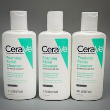 3 x CeraVe Foaming Facial Cleanser Ceramides Niacinamide Hyaluronic Acid 3 fl oz