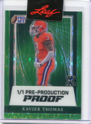 2024 Leaf Pro Set Metal Football Clear Green Pulsar Xavier Thomas Rookie 1/1
