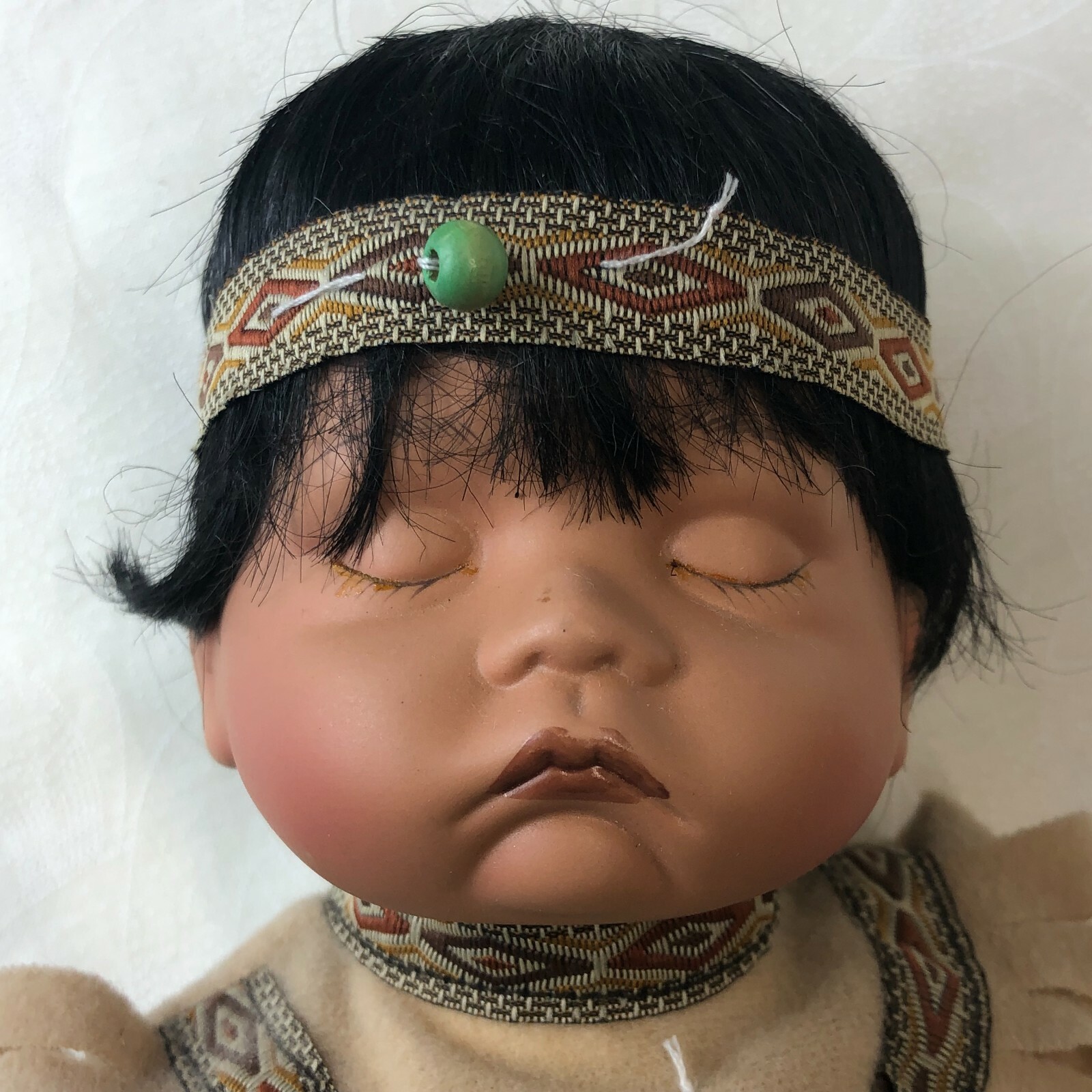 Swan Collection Sleeping Baby Native American Porcelain Doll