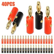 40Pcs 4mm Gold Plated Banana Plugs Audio Jack Speaker Wire Cable Screw Connector