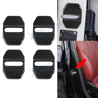 Carbon Fiber Look Door Lock Latches Cover Protector Replacement For BMW X1 X3 X5