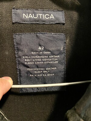 Vintage Retro 1990s Mens Nautica Leather Jacket Size 42 Free