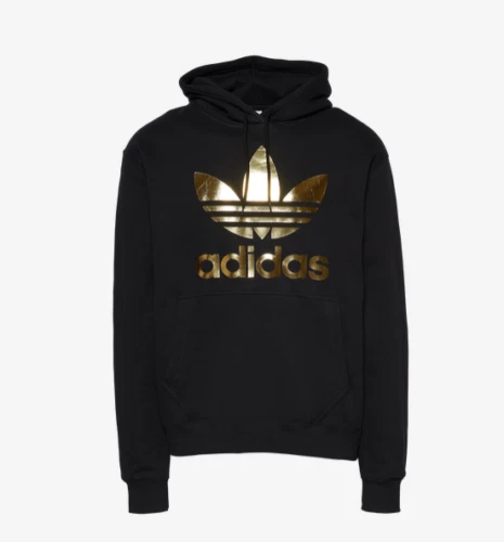 adidas Originals Menu0026#039;s Metallic Trefoil Pullover Hoodie Black Gold |  eBay