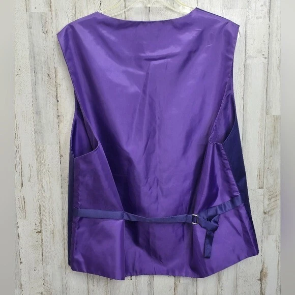 Fortino Landi Large Purple Tuxedo Suit Vest Tie Handkerchief Wedding Church Prom - Image 4 of 4