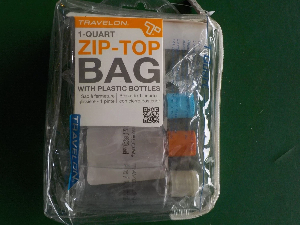 Travelon 1 Quart Zip Top Bag with Bottles, Clear, One Size (P T-5)