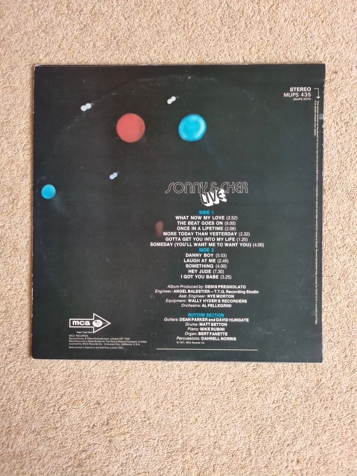 Sonny & Cher - Sonny & Cher Live Vinyl LP MCA Records UK 1971 - Image 2 of 4