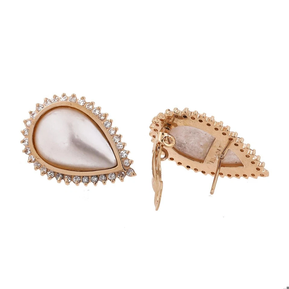 Серьги-манжеты в форме жемчуга груши Mabe желтое золото 14 карат спинки омега 0,60 дюйма универсал - Изображение 3 из 4