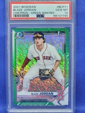 Blaze Jordan 2021 Bowman Chrome Prospect Green Shimmer Ref PSA 10 Gem Mint Pop 4