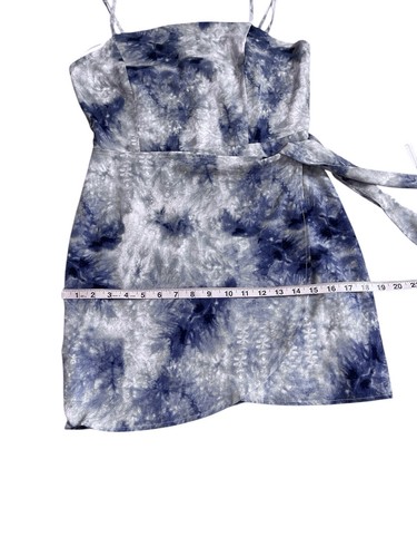 Superdown Blue Tie Die Faux Wrap Mini Dress Size M - Picture 6 of 8