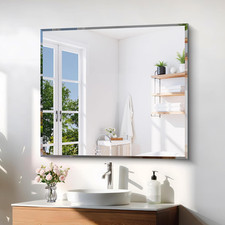 KOCUUY Beveled Mirror, 40X36 Inch Large Frameless Bathroom Mirror for over Sink,