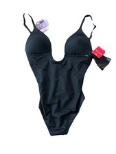 Spanx Women's small SUIT YOUR FANCY  plunge Bodysuit Black New Sculpting
