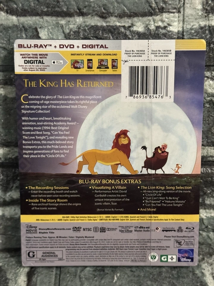 Disney's The Lion King Blu-Ray/DVD Best Buy Steelbook Sealed New - Image 2 of 3