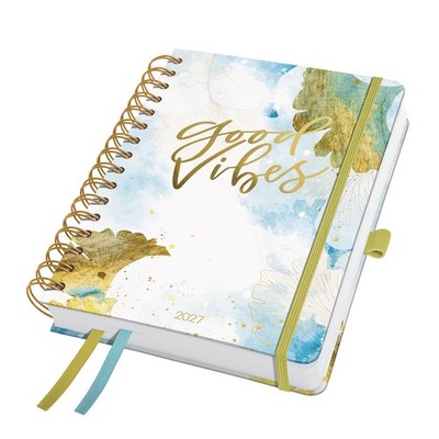 SIGEL 7J606 Spiral-Kalender Jolie 2027, ca. A5, hellblau, gold, weiß Planer J...
