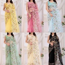 Women's Soft twill net Embroidery saree with twil net Blouse