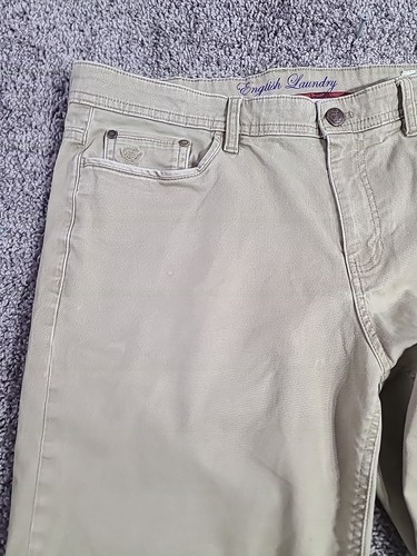 English Laundry Pants Walker Mens 34x32 Tan Khaki Flat Front Stretch Cotton Soft - Picture 5 of 13