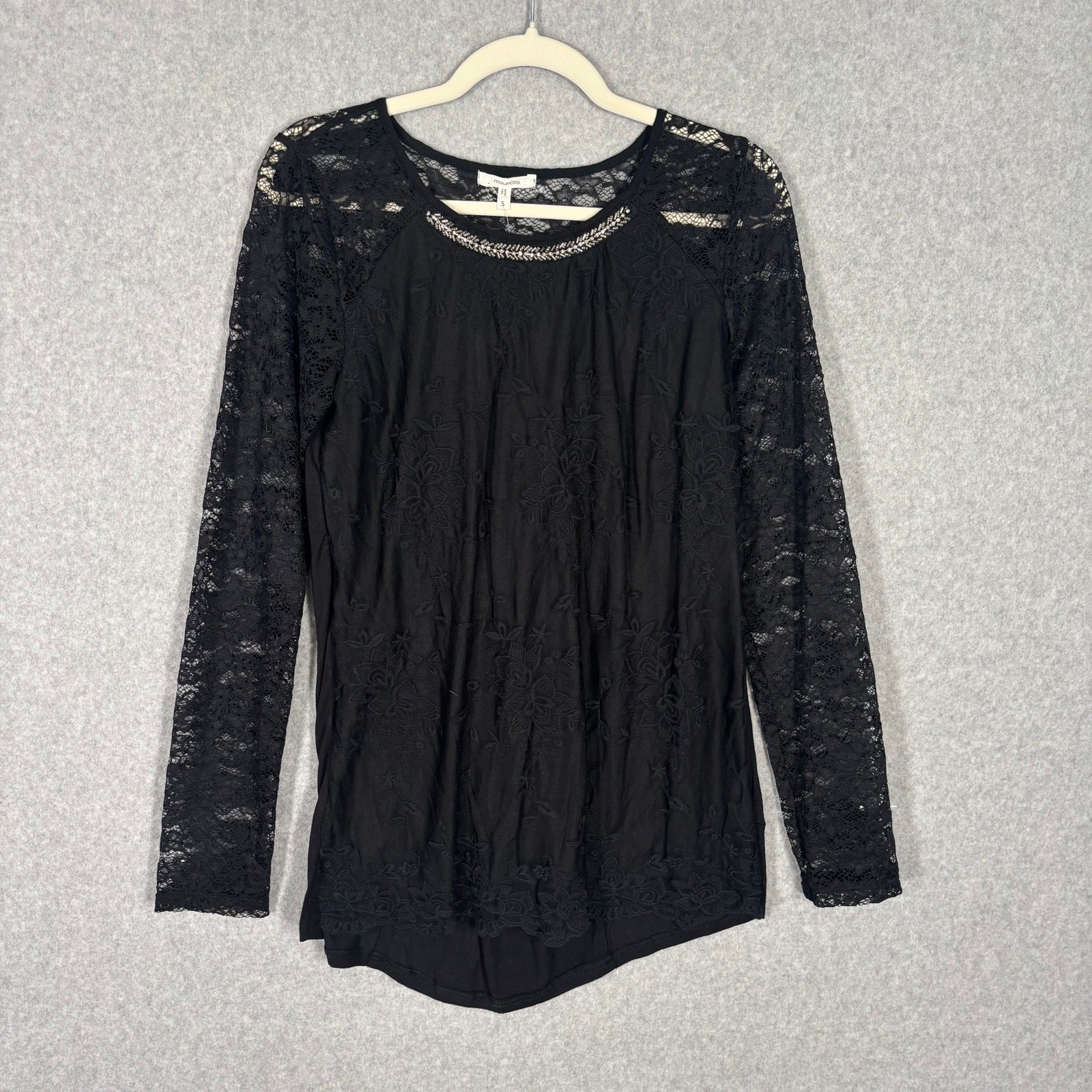 Maurices Blouse Small Lace Sheer Beaded Whimsigoth Cottage Coquette Feminine NEW