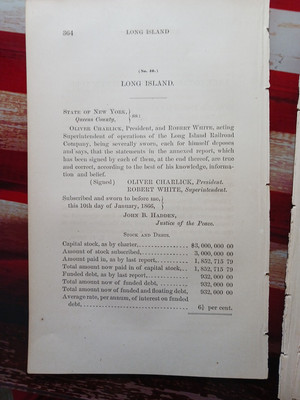 1865 train Report LONG ISLAND RAILROAD Woodside Lakeland Hunters Point NY RR