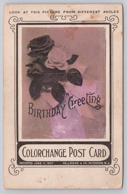 Vintage 1907 Colorchange Birthday Greeting Postcard by H.C.J.