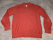 LL Bean Red 1/4 Zip Pullover Sweater Mens Large Cashmere Cotton Blend Outdoors