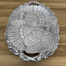 Stunning Vintage Arthur Court Sculpted Cast Aluminum Turkey Serving Platter 1995