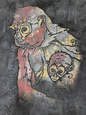 The Mountain Mens T-shirt Blue Monkey Print By Russo Retired Logo XL #4673