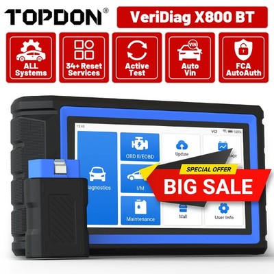 TOPDON VeriDiag X800BT OBD2 Scanner 90+ Brands CAN-FD FCA SGW Bidirectional Tool