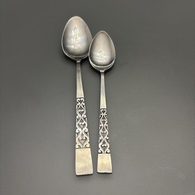 National Intermezzo 1 Teaspoon 1 Dinner Spoon Glossy Stainless Scrolls Korea