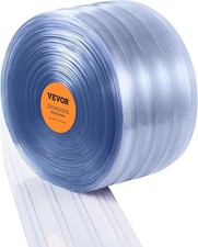 Strip Curtain, 150' Length X 8" Width X 0.08" Thickness, Clear Ribbed PVC Curtai