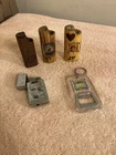 Lot Of Wood Scripto Lighter Holders Dice Butane Lighter And Keychain