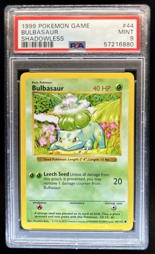 1999 Pokemon Shadowless Bulbasaur #44/102 PSA 9