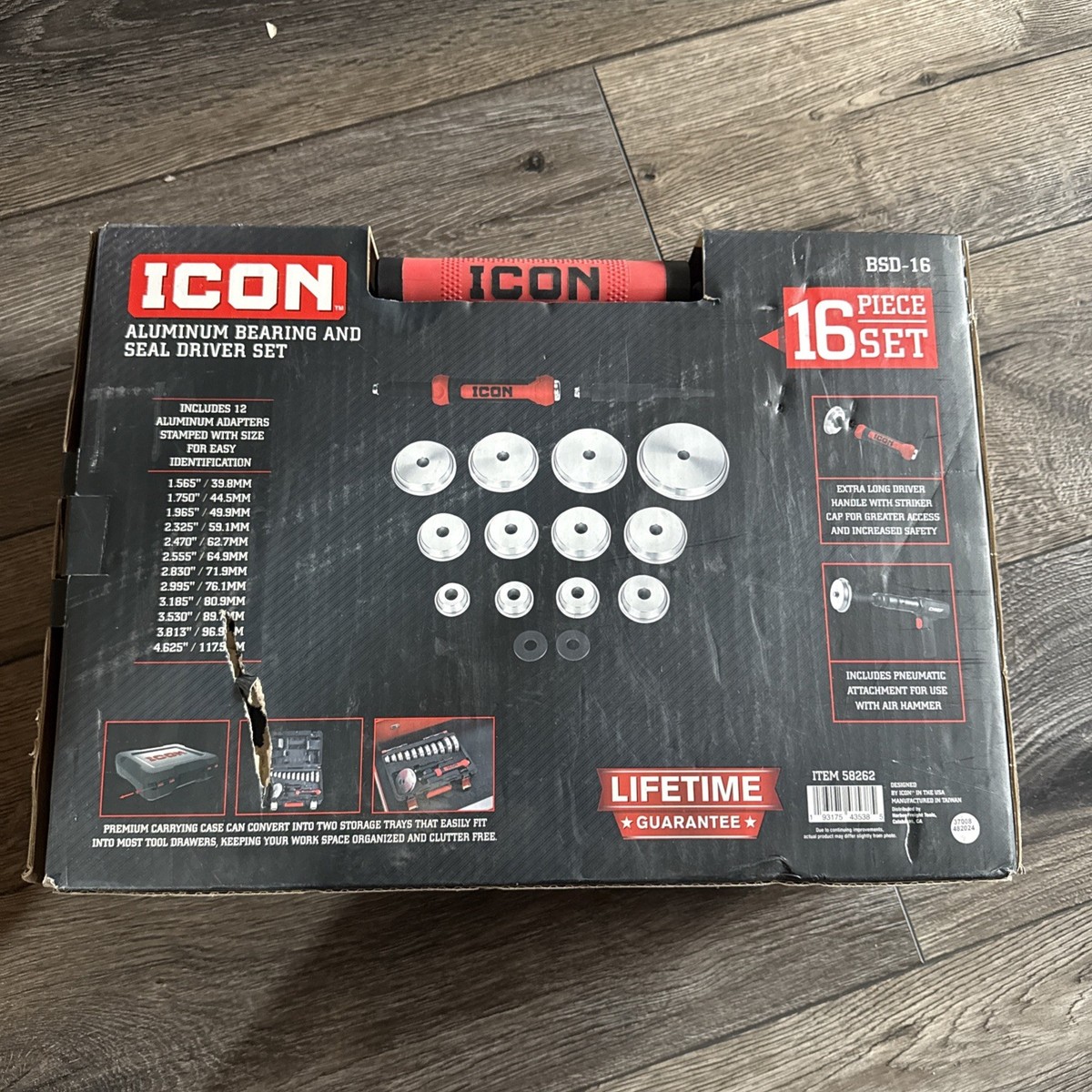 ICON Aluminum Bearing and Seal Driver Set 16-Piece BSD-16 58262
