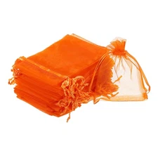 100pcs Organza Bags 3x4 Inch Drawstring Favor Pouches Sheer Mesh Bag Orange