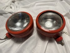 Vintage Pair Red Metal Round 12v Work Spot Fog Lights Tractor Truck Off Road Vintage Pair Red Metal Round 12v Work Spot Fog Lights Tractor Truck Off Road