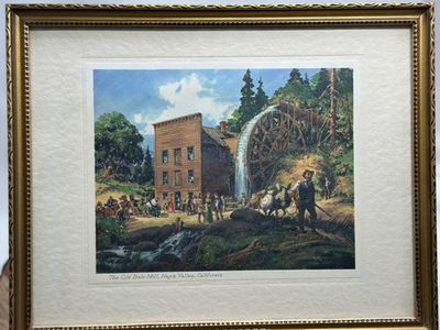 #ad Original Painting The Old Bale Mill Napa Valley California Framed Matted $48.45