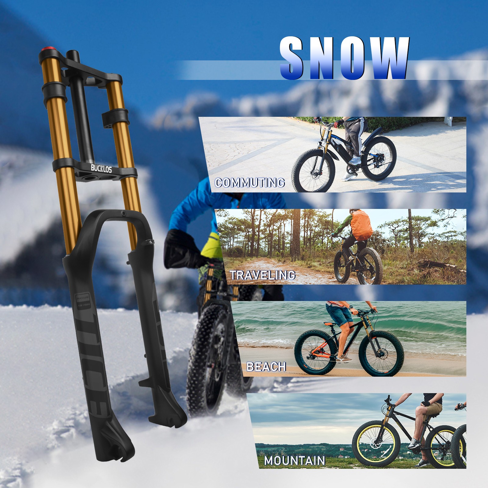 New 2026 26" Downhill Air Fork 180mm Travel Beach Electric MTB Bike 4.0 Fat Tire