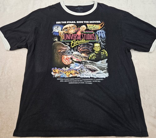 Universal Studios Florida Ringer TShirt 2XL Back to the Future ET Jaws King Kong
