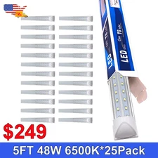 25 Pack 60 Inch LED Cooler&Freezer Tube 5Ft 48W 6500K 6200Lm Clear Integrated T8