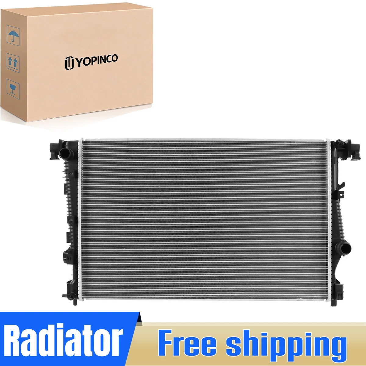 Rayten Aluminum Radiator With Dual Fans For 2014-2018 Jeep Cherokee 2.4L 3.2L