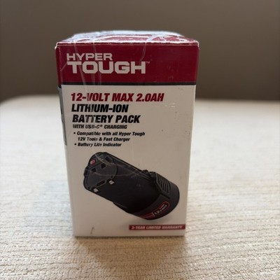 Hyper Tough 12V Max 2.0AH Lithium-Ion Battery Pack w USB-C Charging New Open Box
