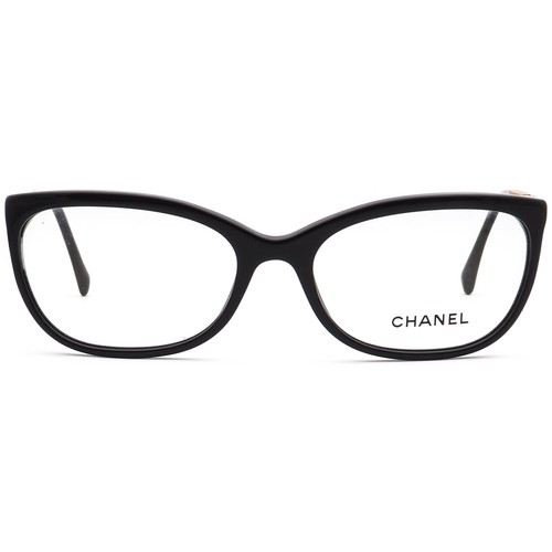 Chanel Eyeglasses 3305-B c.501 Black/Crystals Semi Cat Eye Frame Italy 54-17 140 - Picture 2 of 6