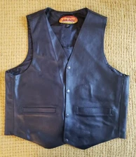 Black Leather Vest MAS Brand Men's BIKER MOTORCYCLE RIDING SIZE Large